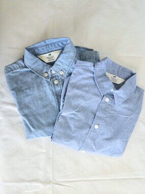H&M Boys Dress Shirt Bundle (2) - Denim & Blue Cotton | Size 5-6A